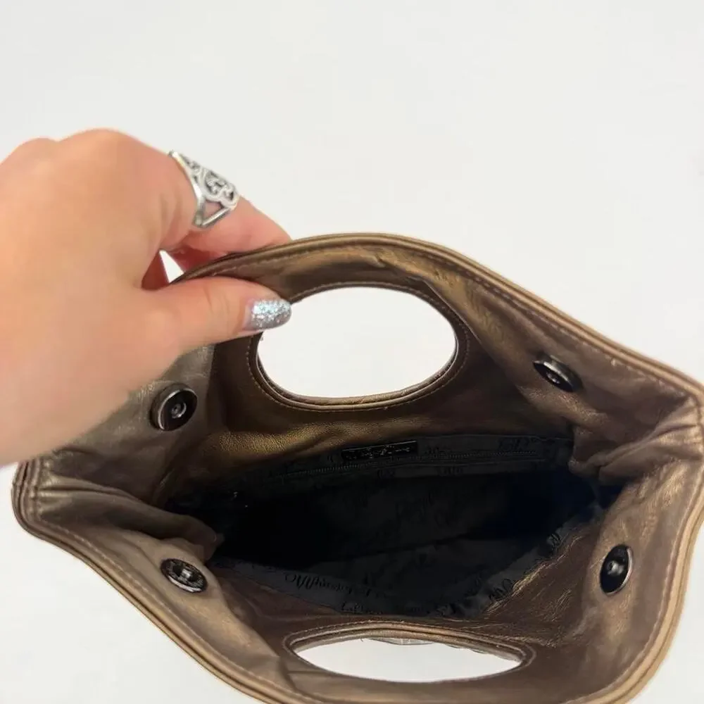 Bronze metallic handbag with shimmering